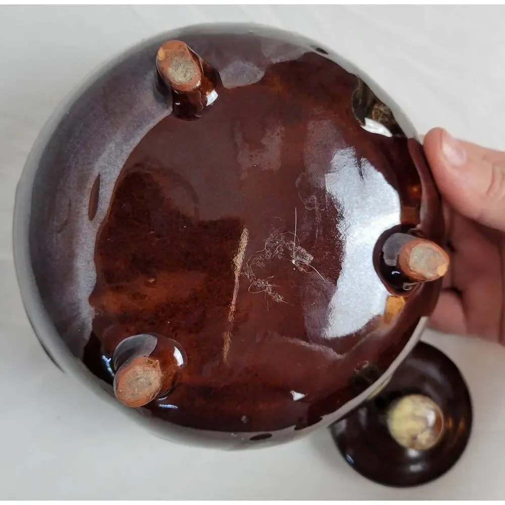 Brown and Cream Glazed Tea Kettle